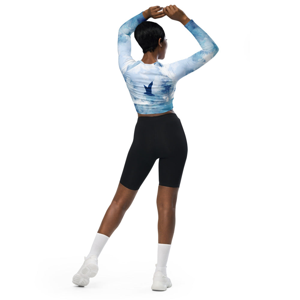 Blue light long-sleeve crop top