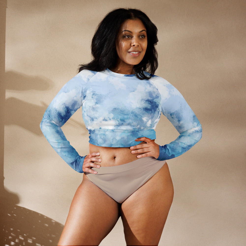 Blue light long-sleeve crop top
