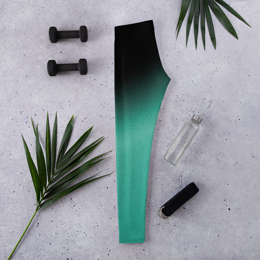 Yoga fitness, sport black green Leggings