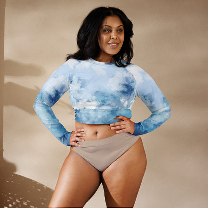 Blue light long-sleeve crop top